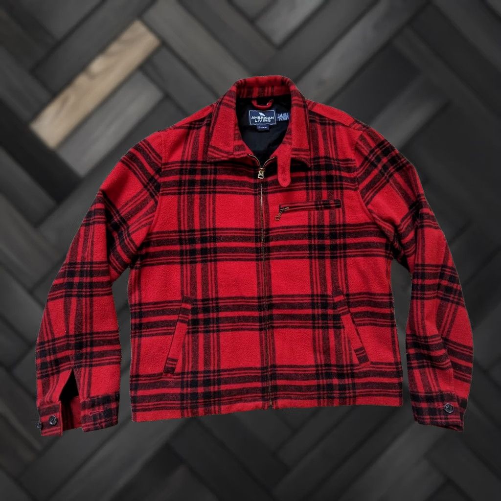 Vintage VINTAGE American Living by Ralph Lauren Buffalo Plaid Jacket Wool Wool Blend Coat Men L Red Buffalo Plaid Hunting Jacket Size US L / EU 52-54 / 3 - 1 Thumbnail