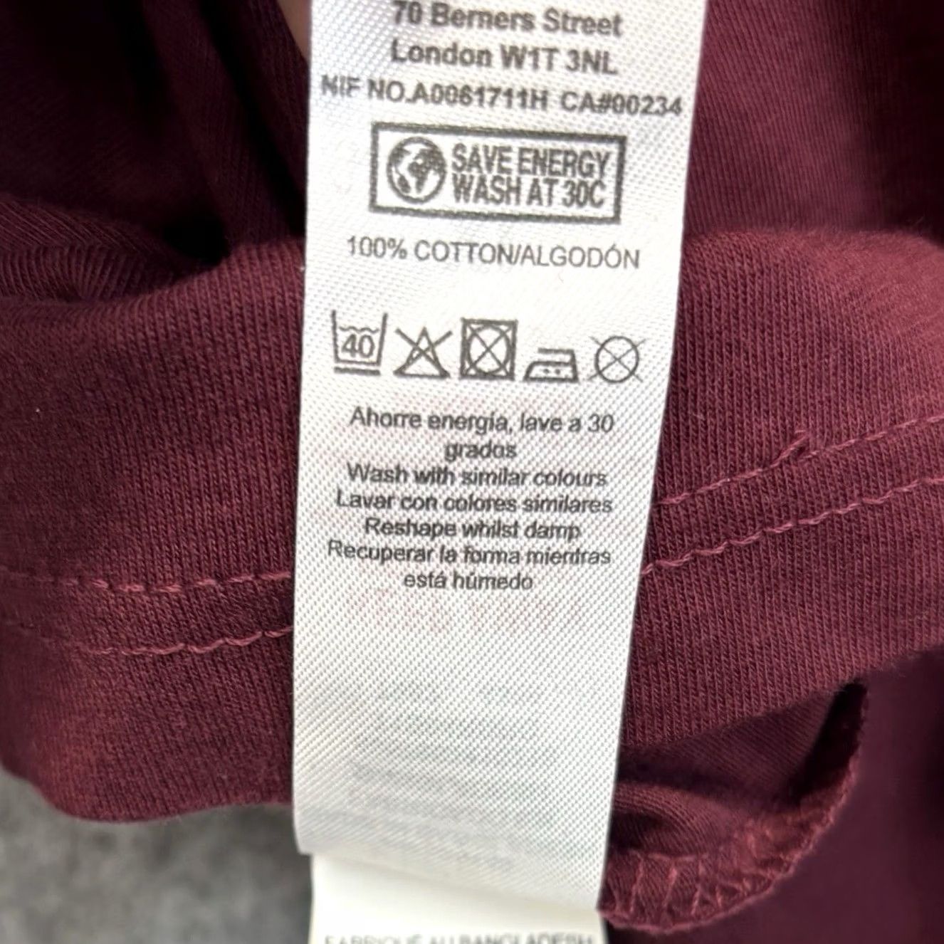 Topman Topman T Shirt XL Mens Burgundy Crew Neck Top New With Tags BNWT BNWT Size US XL / EU 56 / 4 - 5 Thumbnail