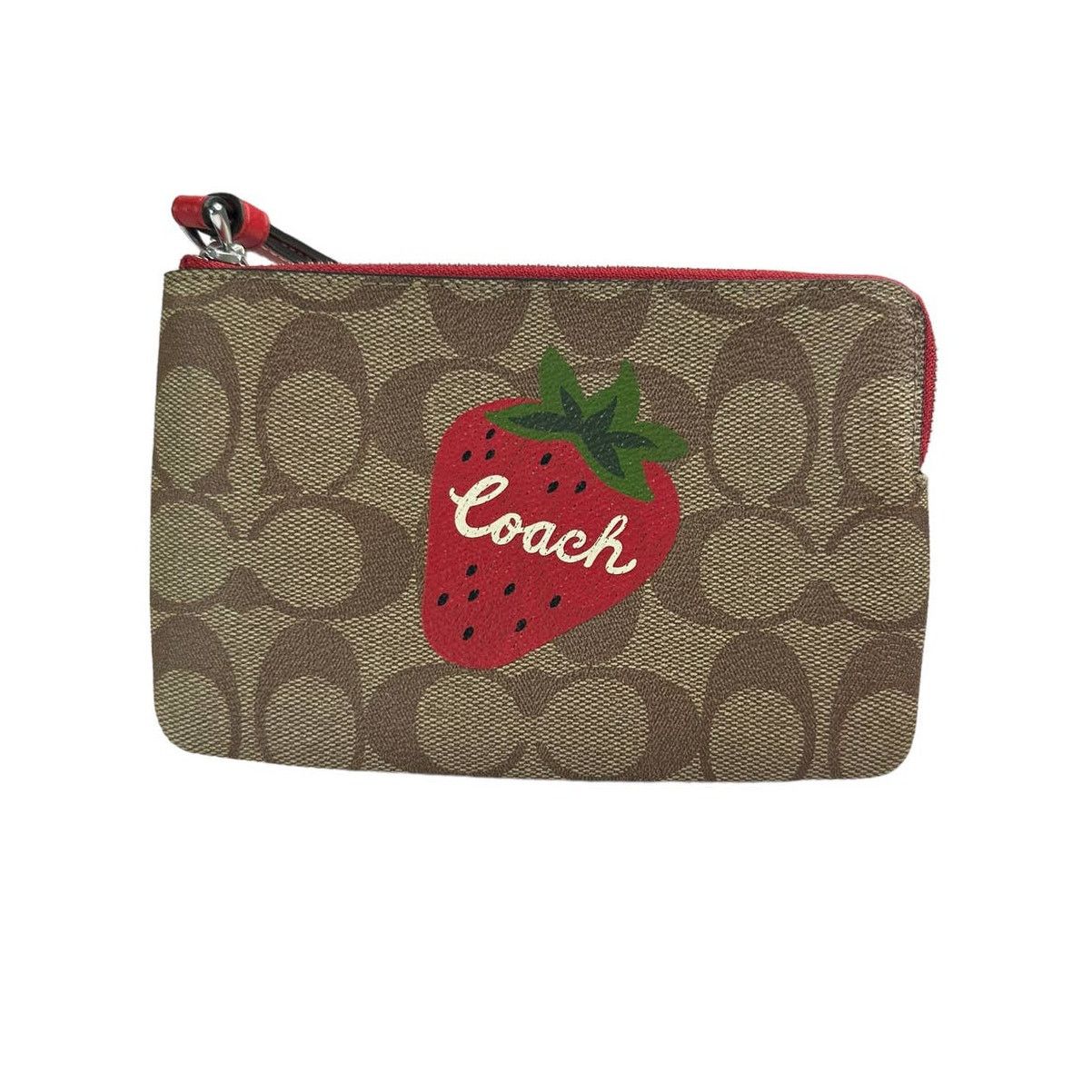 Coach Coach Corner Zip Wristlet Canvas With Wild Strawberry Size ONE SIZE - 1 Thumbnail