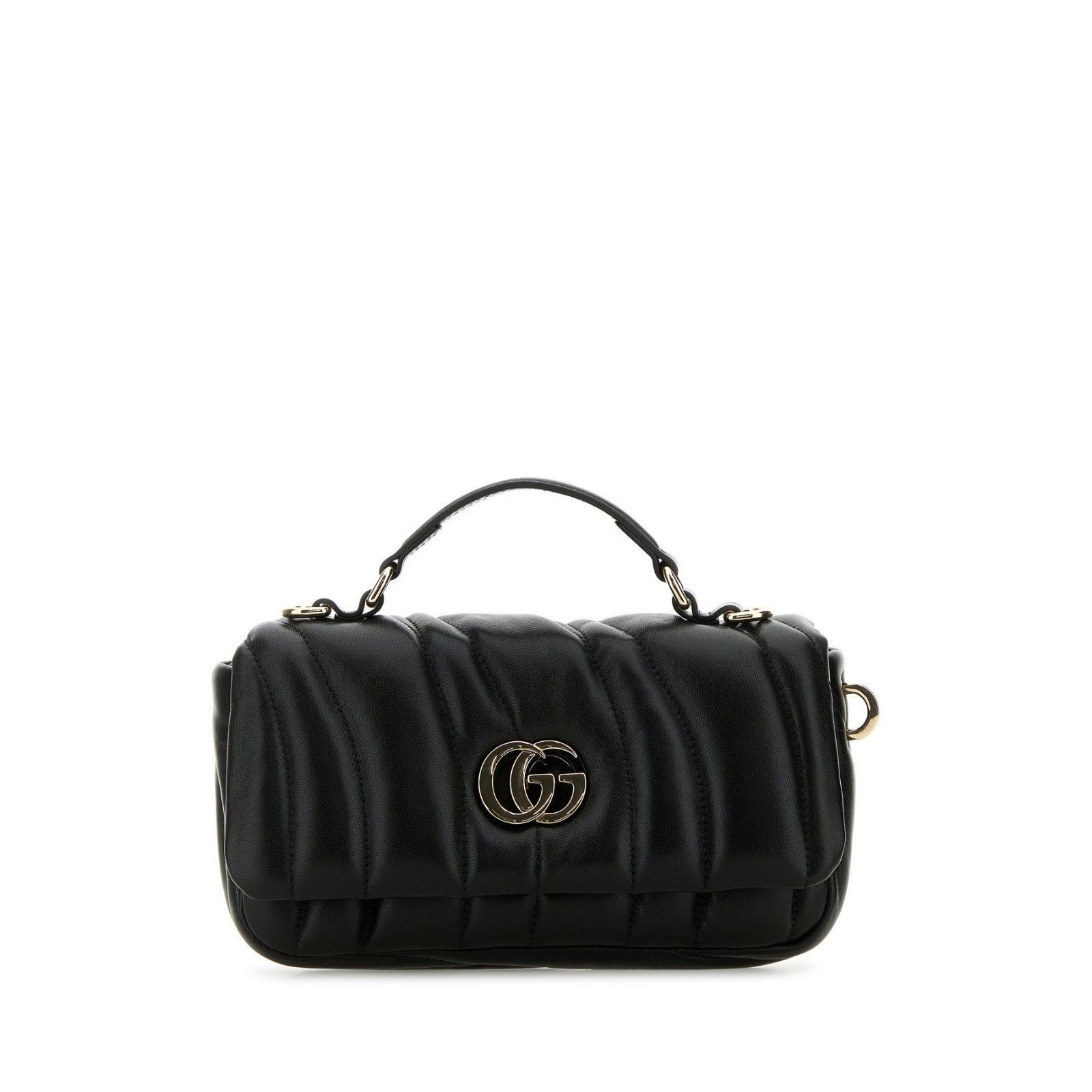 GUCCI Milano GG Black Quilted Puffy Leather Top Handle Bag N