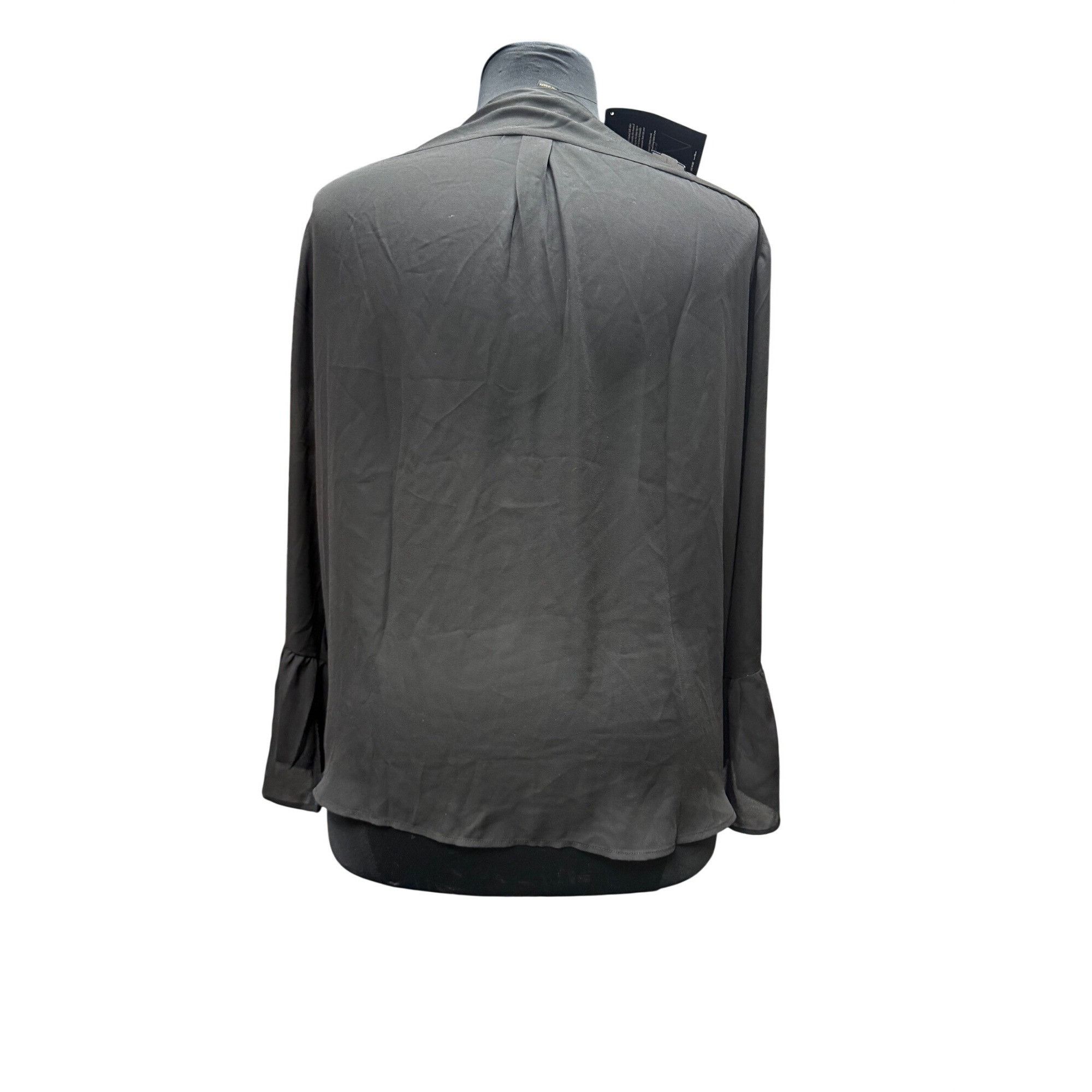 Other Black Long Sleeve Draped Crossover Blouse With Ruffle Accent Size XXL / US 16-18 / IT 52-54 - 4 Thumbnail