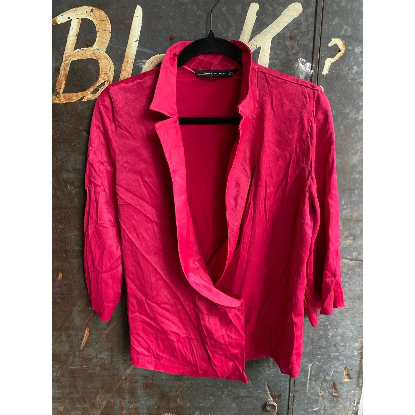 Zara Zara Barbie-Core Pink Blazer Blouse Satin-Feel Shirt, Size L Size L / US 10 / IT 46 - 1 Thumbnail