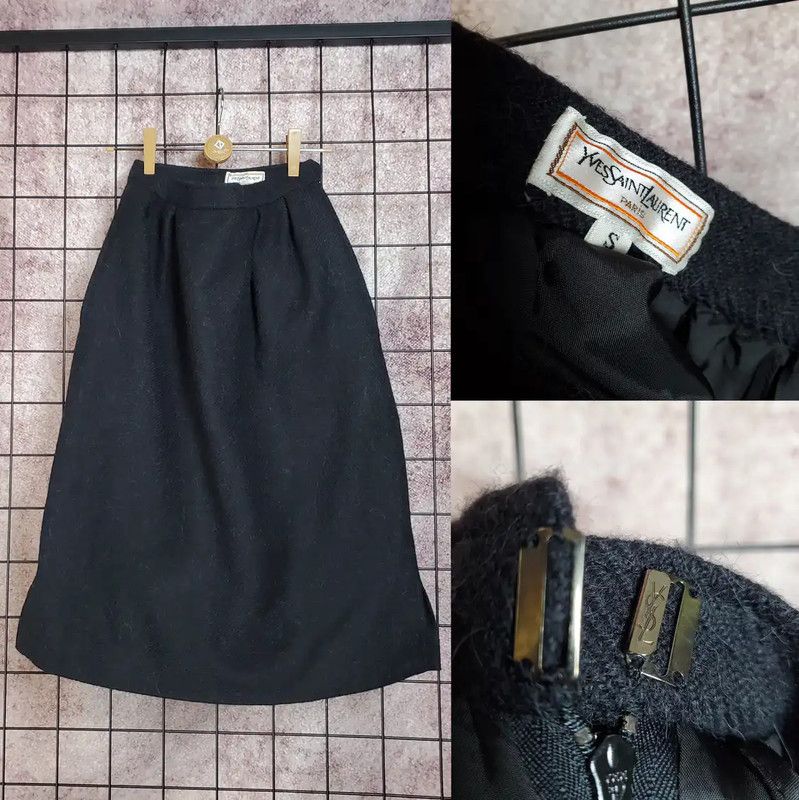 Yves Saint Laurent Yves Saint Laurent Black Wool Midi Skirt 0089 Size 23" - 1 Thumbnail