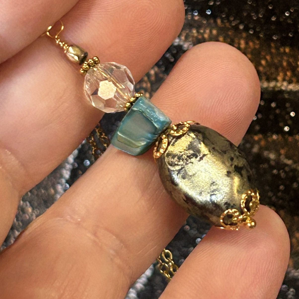 Handmade Handcrafted vintage bead crystal drop pendant necklace Size ONE SIZE - 1 Thumbnail