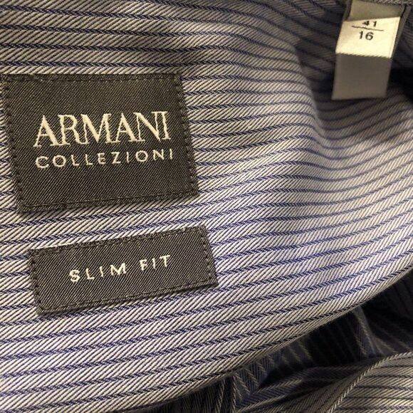 Armani Collezioni Armani collezioni men's striped cotton casual shirt 16(41) Size US L / EU 52-54 / 3 - 5 Thumbnail
