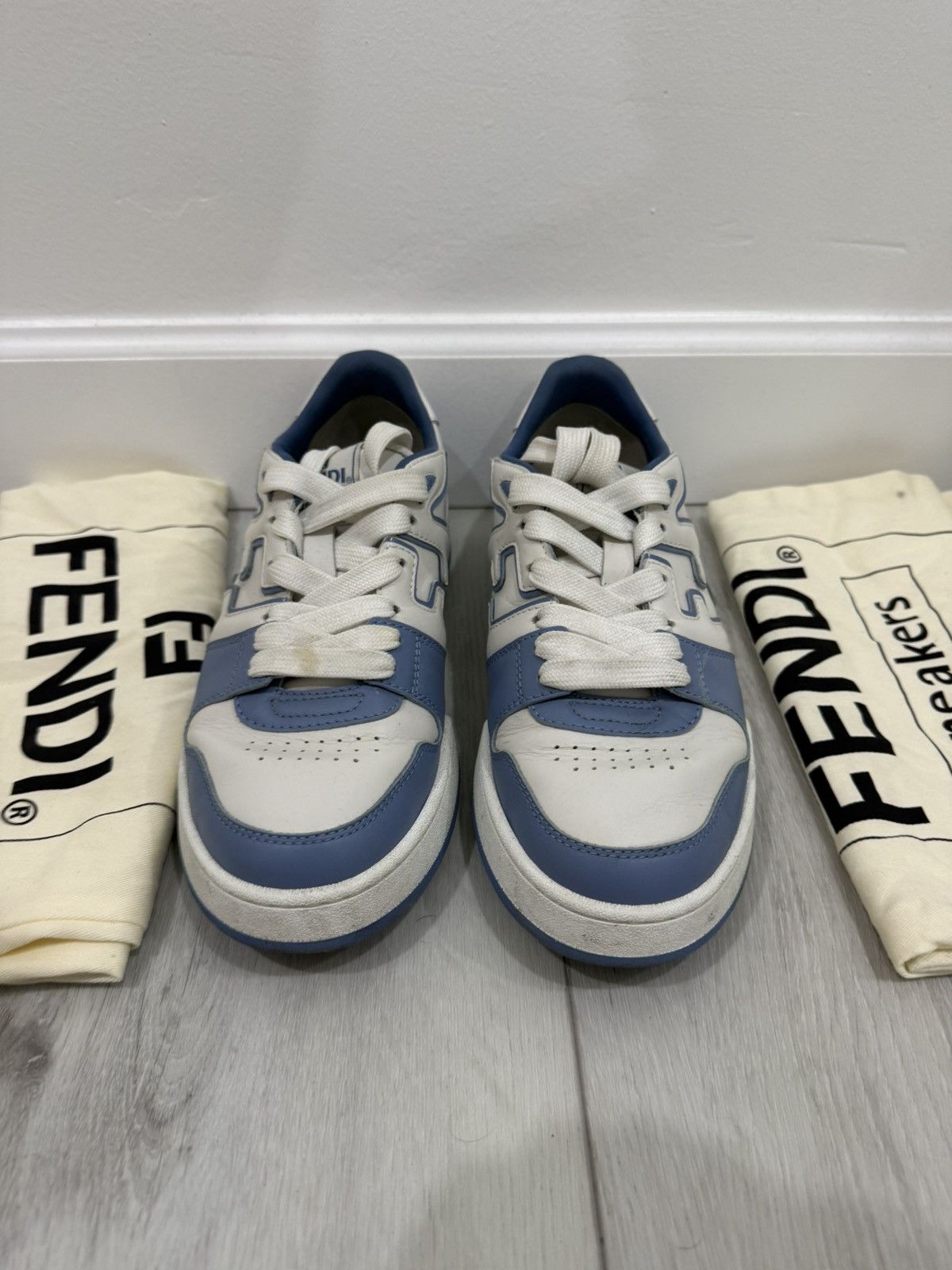 Fendi Fendi “Force” Low-Top Sneakers - White/Blue- EU43 US10.5 Size US 10.5 / EU 43-44 - 3 Thumbnail