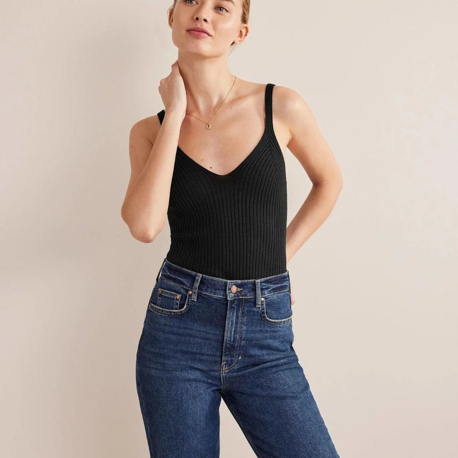 Nordstrom RUMOR Women's Black Rib Knit Vest Top Sz M Size M / US 6-8 / IT 42-44 - 1 Thumbnail