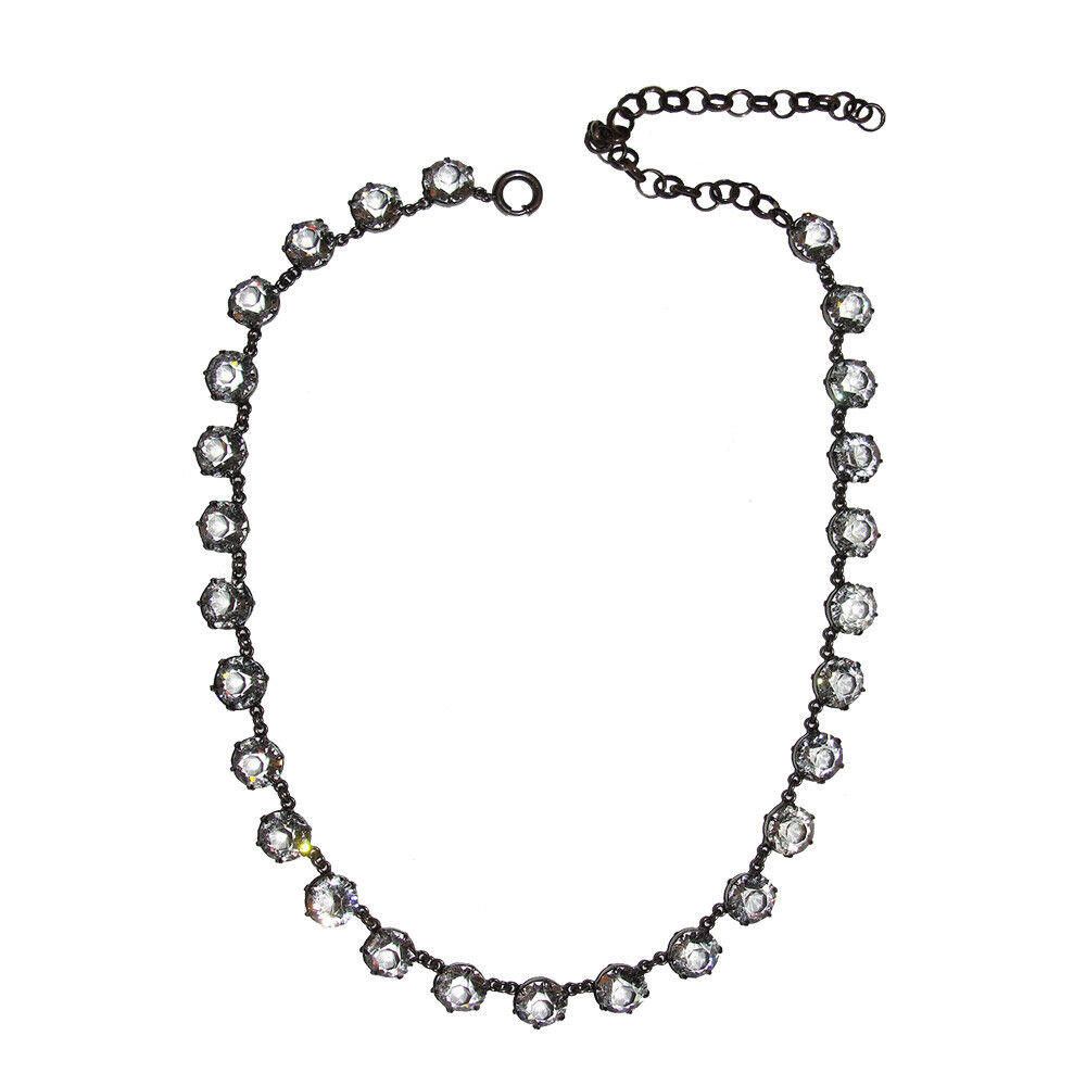 Designer Art Deco Bezel Set Rock Crystal Sterling Eternity Necklace Size ONE SIZE - 3 Thumbnail