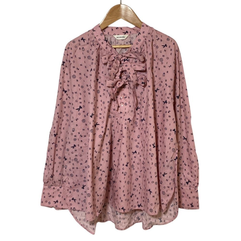 Other Other INGEBORG Random Logo Print Silk Ribbon Blouse Textile Tops A2251FB201 DUTY FREE for USA Size ONE SIZE - 1 Thumbnail