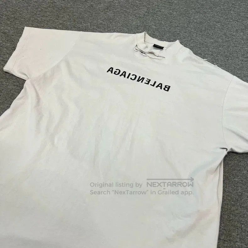 Balenciaga Mirror Distressed Short Sleeve T-shirt.
