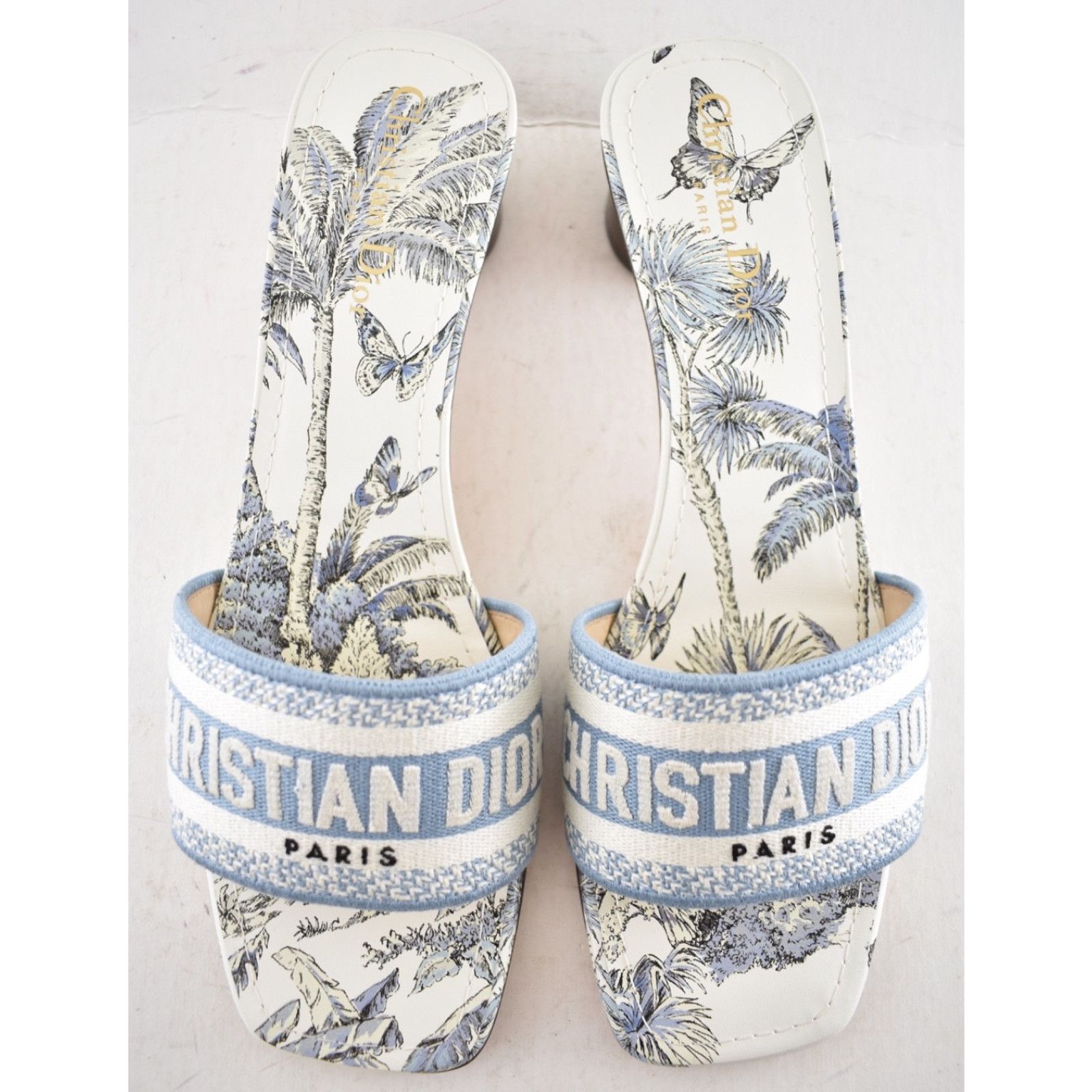 Dior Christian Dior Dway Heeled Slide Blue White TDJ Palms 41.5 Size US 11.5 / IT 41.5 - 9 Thumbnail