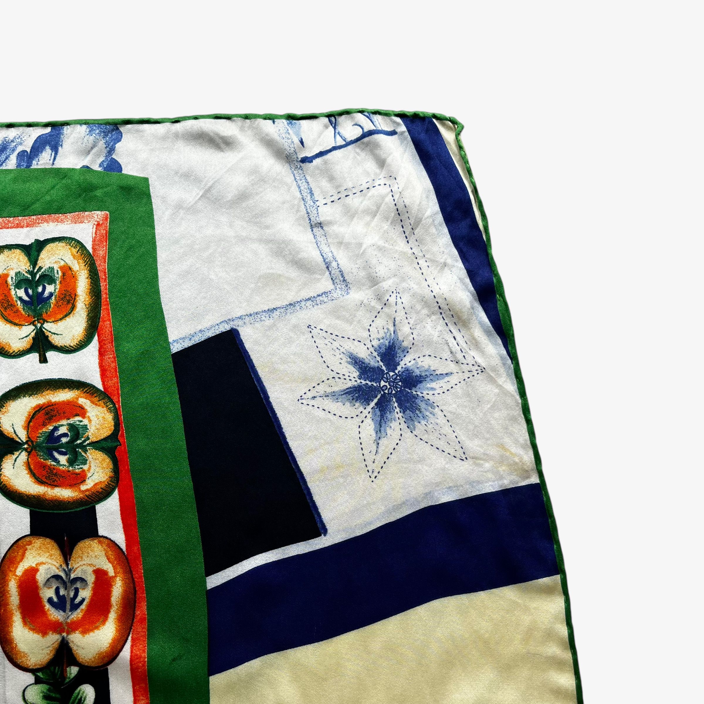 Vintage 90s Pierre Cardin Floral & Fruit Print Silk Scarf