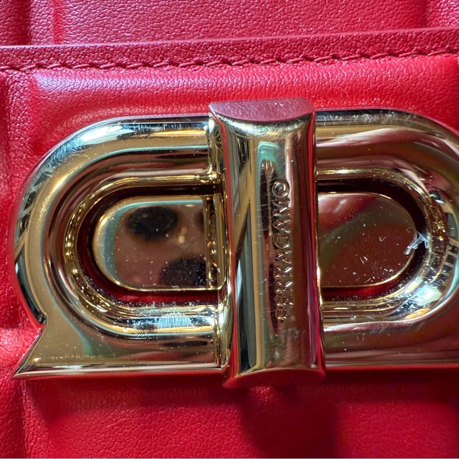 Salvatore Ferragamo Ferragamo Gancini Mini Leather Shoulder Bag, Red Size ONE SIZE - 8 Thumbnail