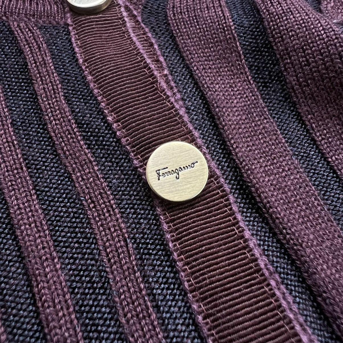 Salvatore Ferragamo Vintage 90s Salvatore Ferragamo Ribbed Knit Cardigan Size S / US 4 / IT 40 - 4 Thumbnail