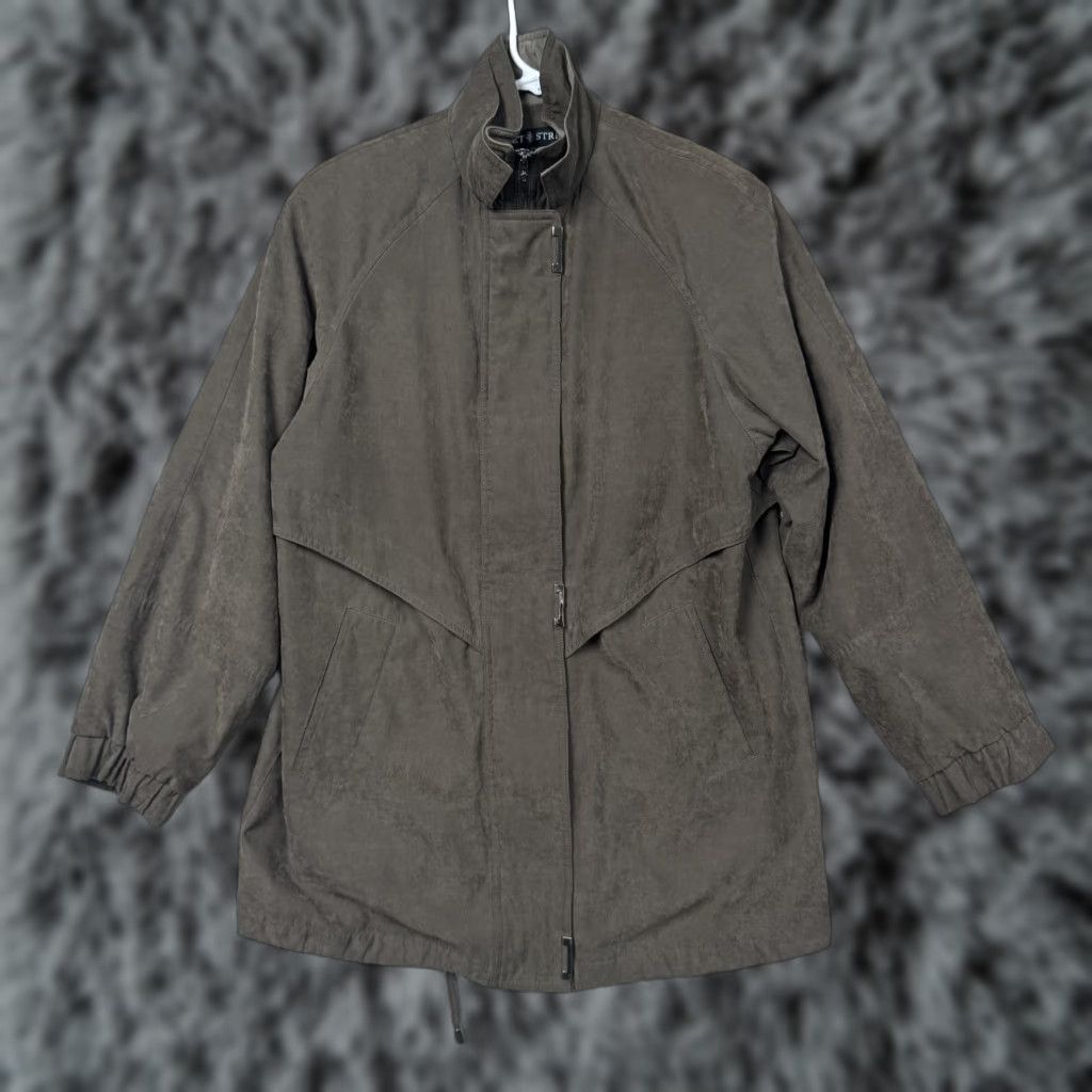 Vintage Fleet Street Coat Womens PM Brown Microfiber Rain Jacket Full Zip Lined Pockets Size M / US 6-8 / IT 42-44 - 1 Thumbnail