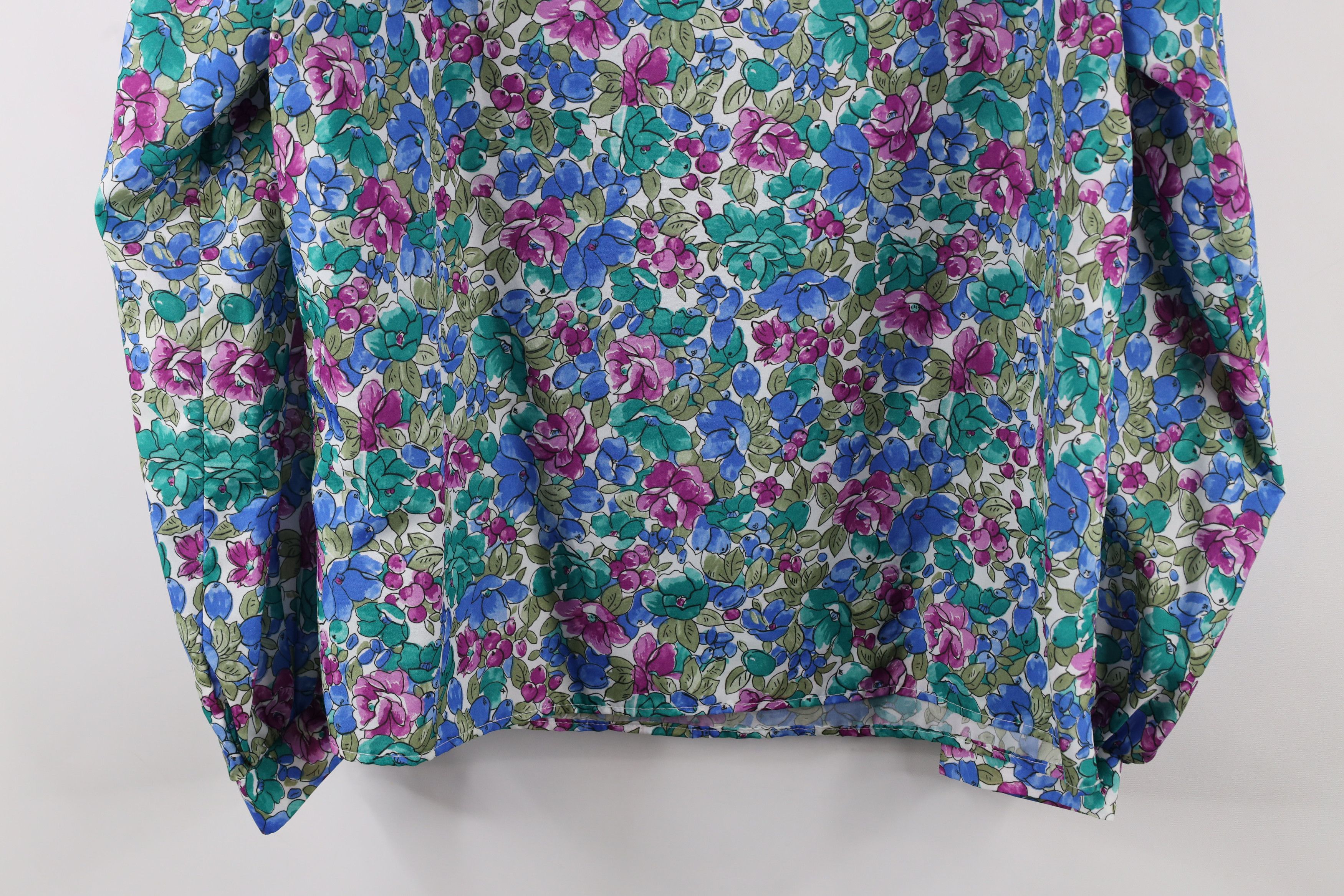 Vintage Vintage 90s Streetwear Frill Collar Flower Blouse Top USA Size XXL / US 16-18 / IT 52-54 - 10 Thumbnail
