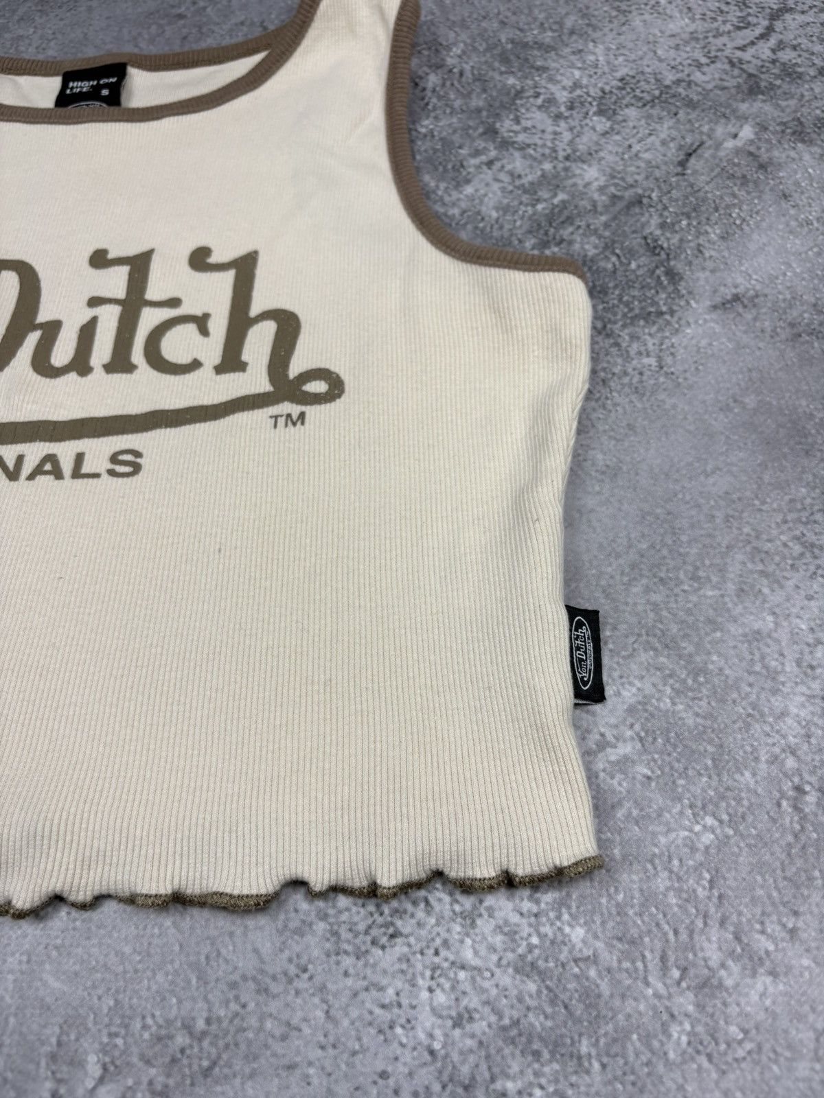 Von Dutch Von Dutch Tank Top Womens S Yellow Cropped Slim Fit y2k Size S / US 4 / IT 40 - 2 Thumbnail