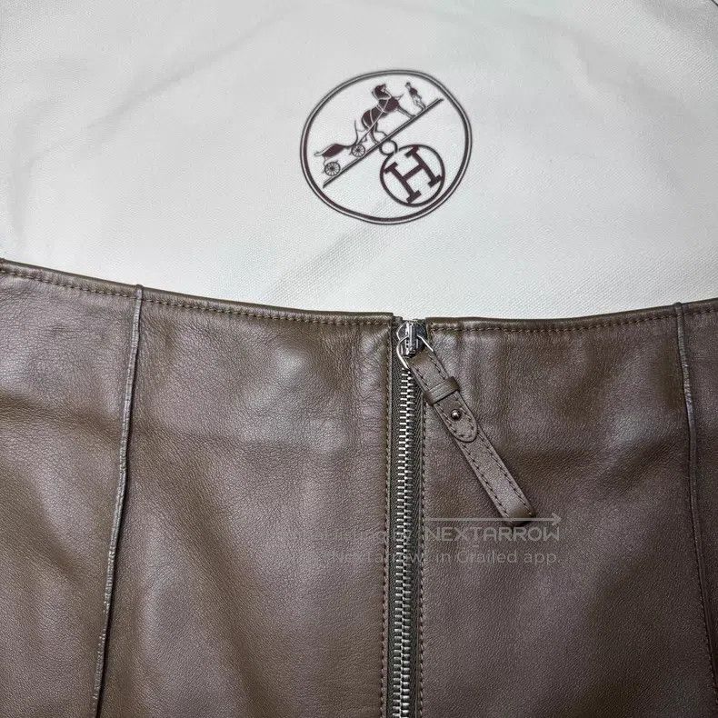 Hermes Hermes Brown and Coffee Color Sheepskin Half Zip Short Pan Size 24" / US 00 / IT 34 - 3 Thumbnail