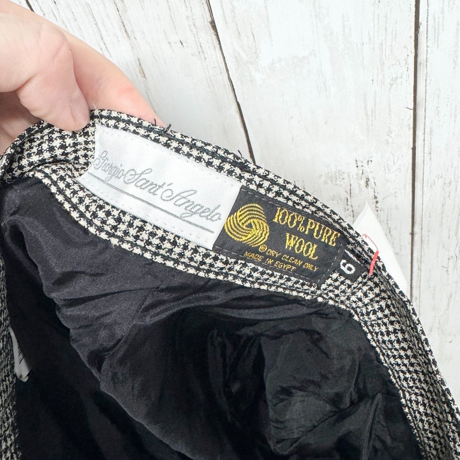 Vintage Vintage Giorgio Sant' Angelo Trousers Houndstooth Pure Wool Size 28" / US 6 / IT 42 - 2 Thumbnail