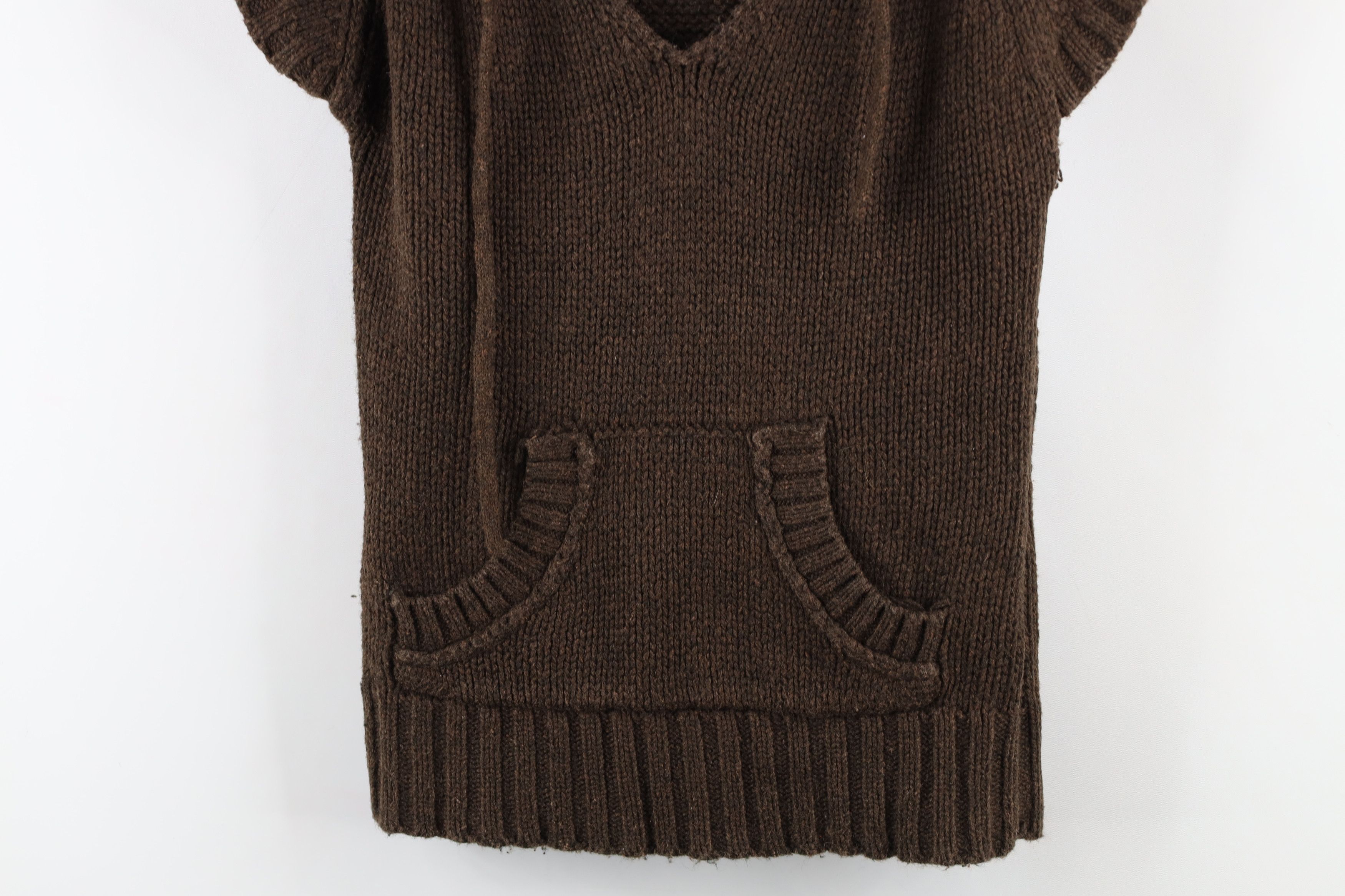 Vintage Vintage 90s Y2K Babydoll Cropped Hooded Knit Sweater Brown Size XS / US 0-2 / IT 36-38 - 3 Thumbnail