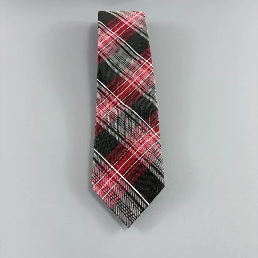 Bergamo New York Bergamo New York Red / Black Plaid Men's Tie 3 1/4" x 60" Size ONE SIZE - 1 Thumbnail