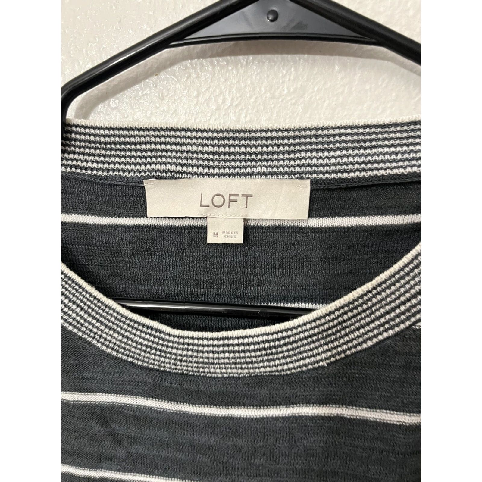 Loft VINTAGE LOFT Sweater Shirt Womens Gray Cold Shoulder Long Sleeve Pullover M Knit 100% Cotton Cardigan Classic Women Size M / US 6-8 / IT 42-44 - 3 Thumbnail