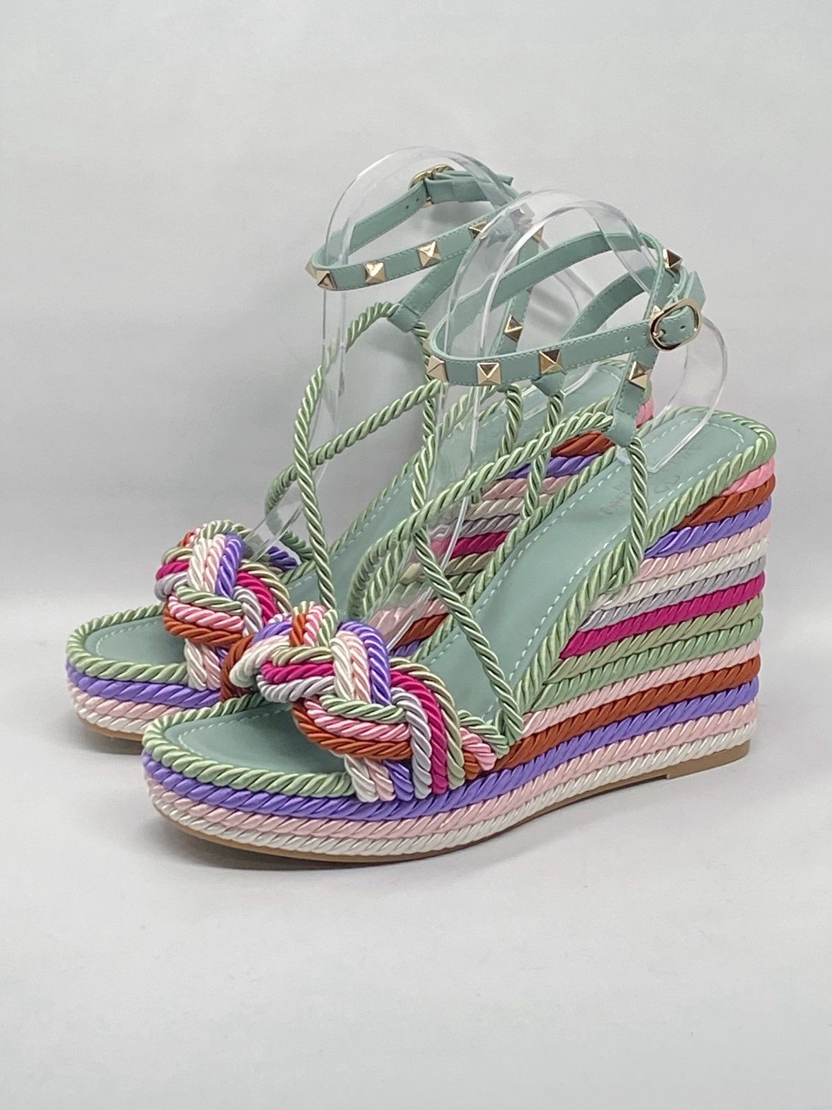 Valentino Garavani 125MM Rockstud Wedge Heel Sandals size 40