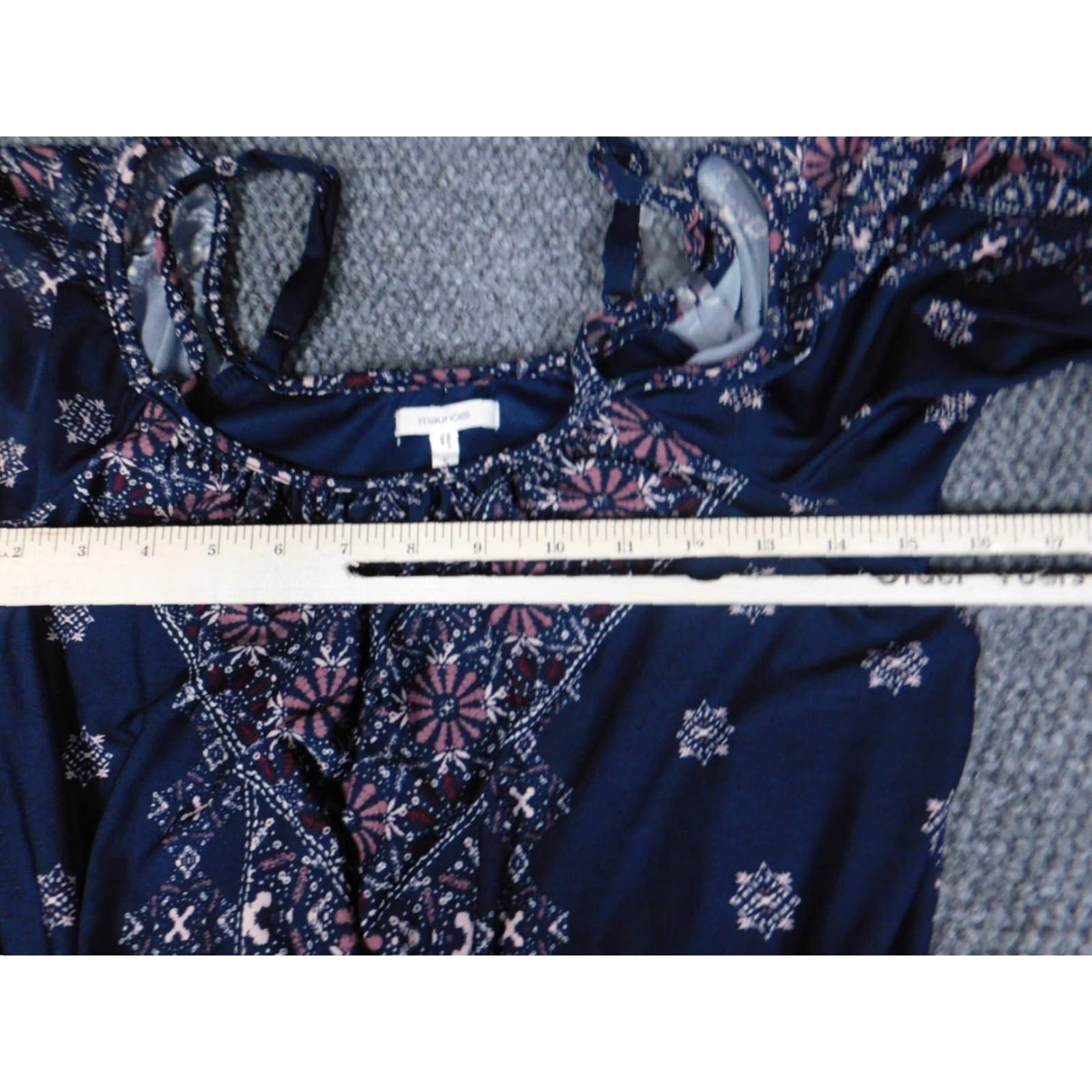 Vintage Maurices Blouse Shirt Womens S Blue Floral Pullover Cap Sleeve Collared Tunic Stretch Casual Regular Modern Classic Size S / US 4 / IT 40 - 4 Thumbnail