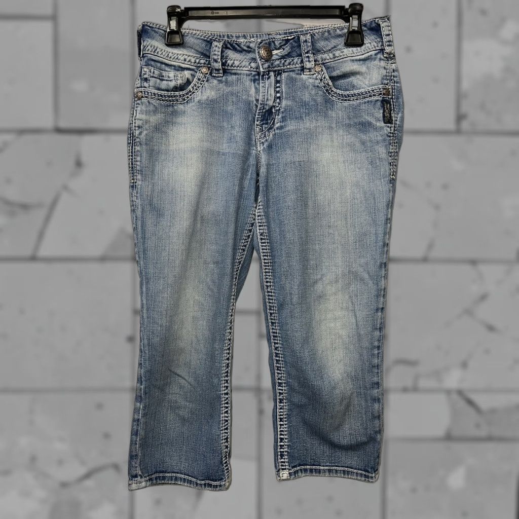 Vintage Silver Suki Surplus Capri Jeans Womens 29 Blue Men? Wait. Size 29" - 1 Thumbnail