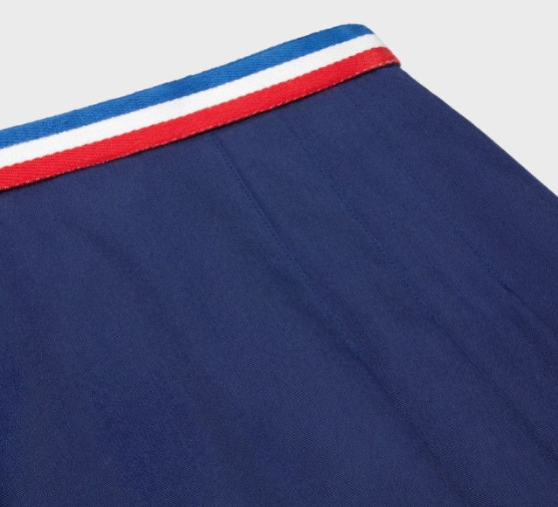 Celine o1w1db11124 Cotton Gabardine Pleated Skirt in Blue Size 27" / US 4 / IT 40 - 3 Thumbnail