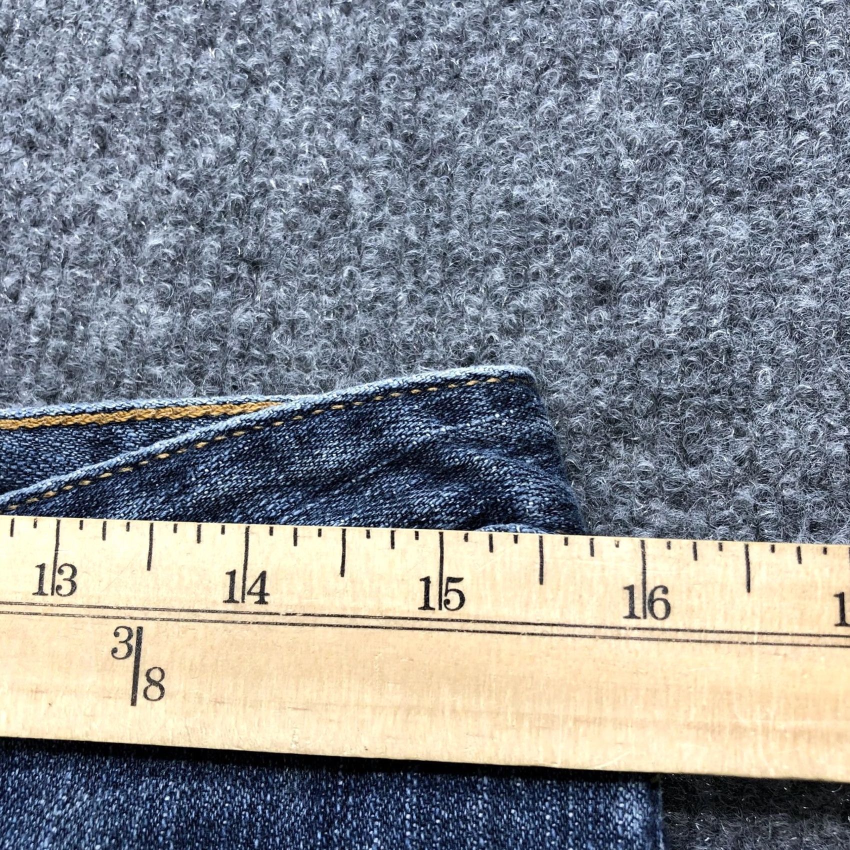 Denime Y2K Jeans Womens 30R Blue Bootcut Embroidered Distressed Denim Back Pockets Size 30" / US 8 / IT 44 - 2 Thumbnail