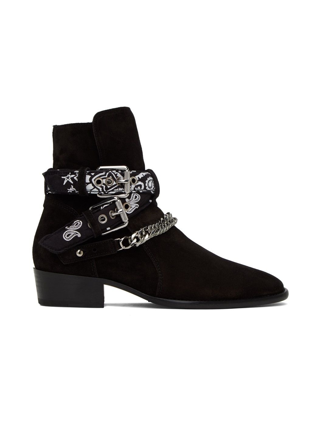 o1y0525 Leather Buckle Ankle Boots in Black