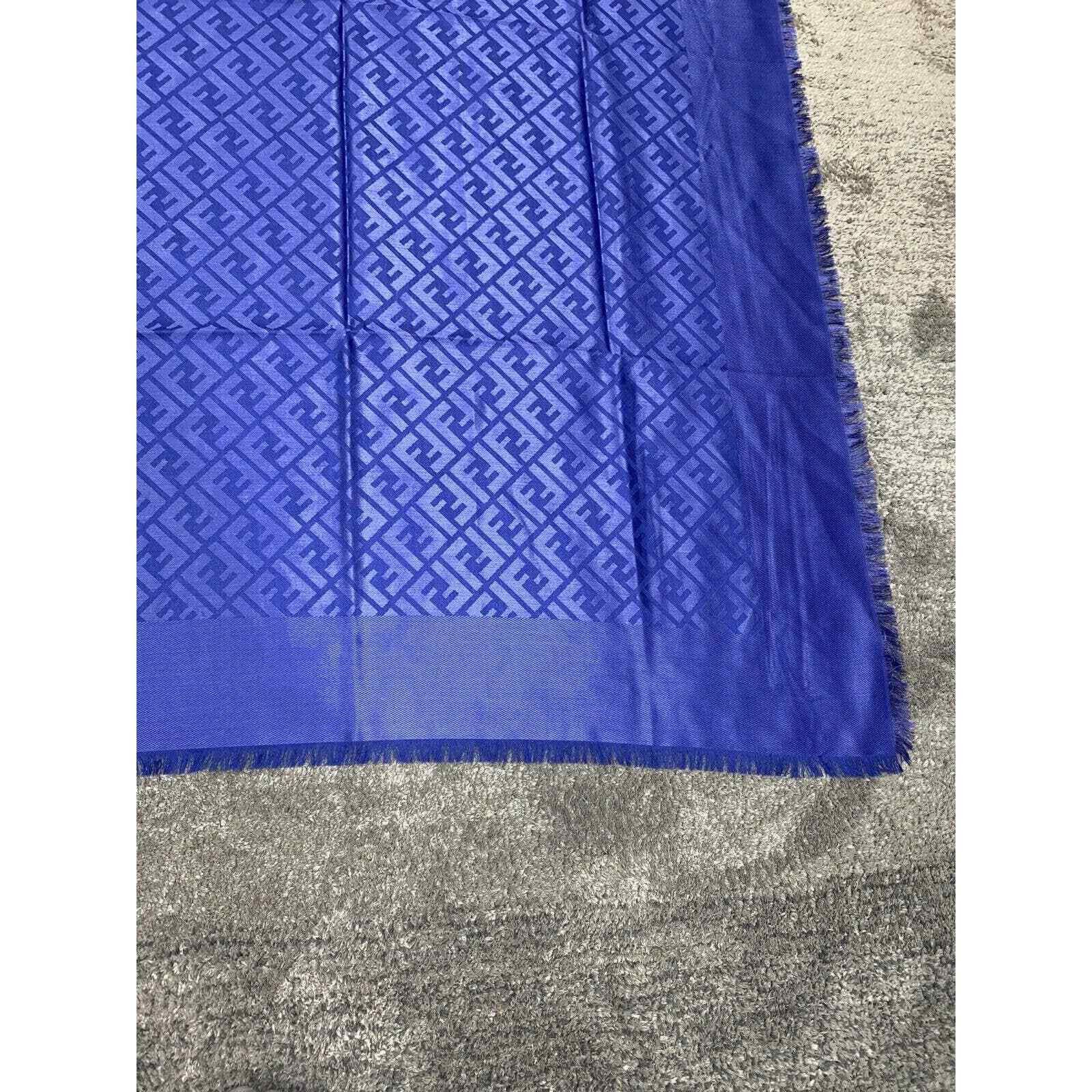 Fendi Fendi Logo Jacquard Silk Wool Fringe Hem Wrap Shawl Scarf Size ONE SIZE - 6 Thumbnail