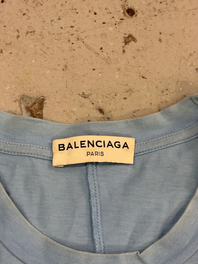 Balenciaga SS2015 Balenciaga Light Blue Ink Splatter T-Shirt Size US M / EU 48-50 / 2 - 8 Thumbnail