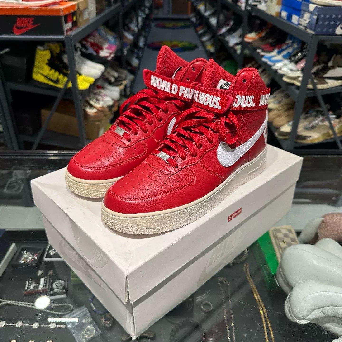 Nike Nike Red Hitop Sneakers 10.5 Men Size US 10.5 / EU 43-44 - 1 Thumbnail