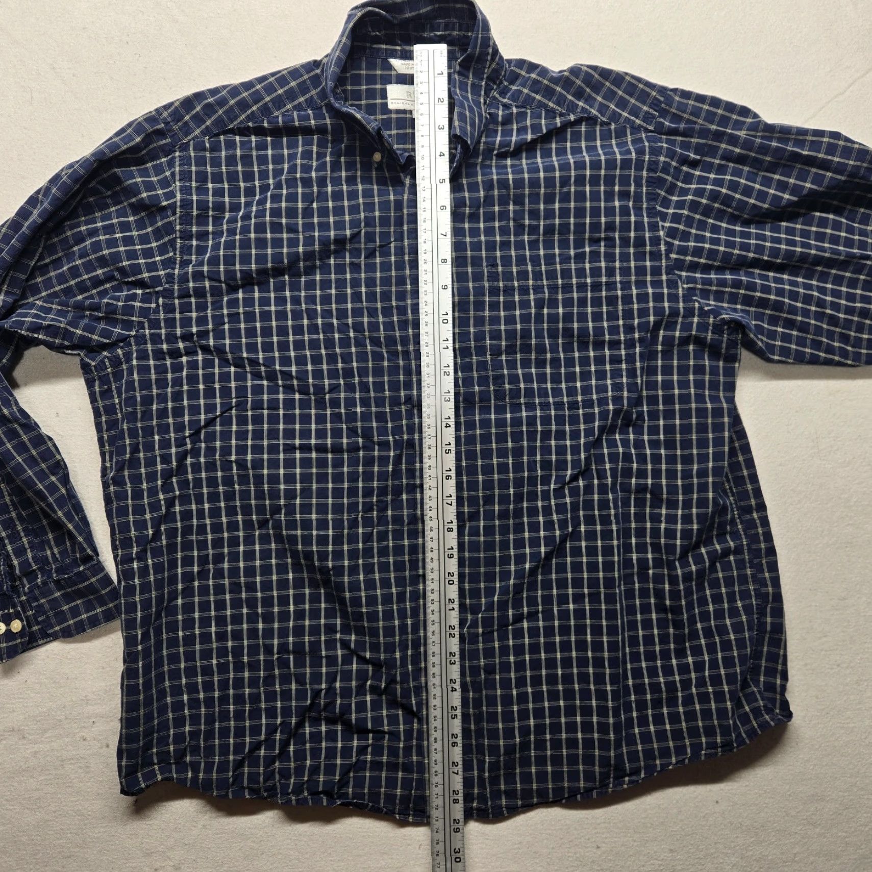 Vintage RGM Shirt Blue Button-Front 100% Cotton Men's XL Button-Up Casual Classic Check Long Sleeve Size US XL / EU 56 / 4 - 6 Thumbnail