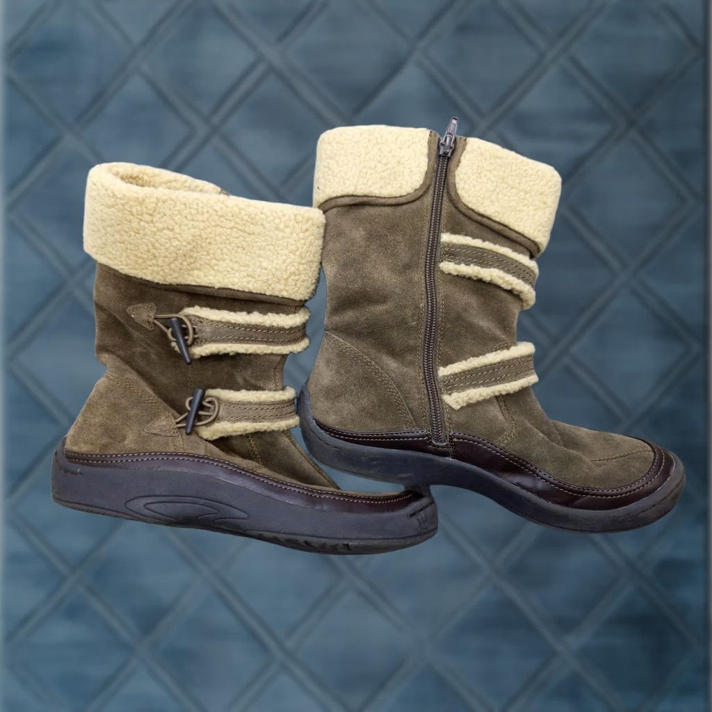 Vintage Snow Boots Womens Size 8 Brown Leather Mid-Calf Faux Fur Zip Straps Winter Size US 8 / IT 38 - 1 Thumbnail
