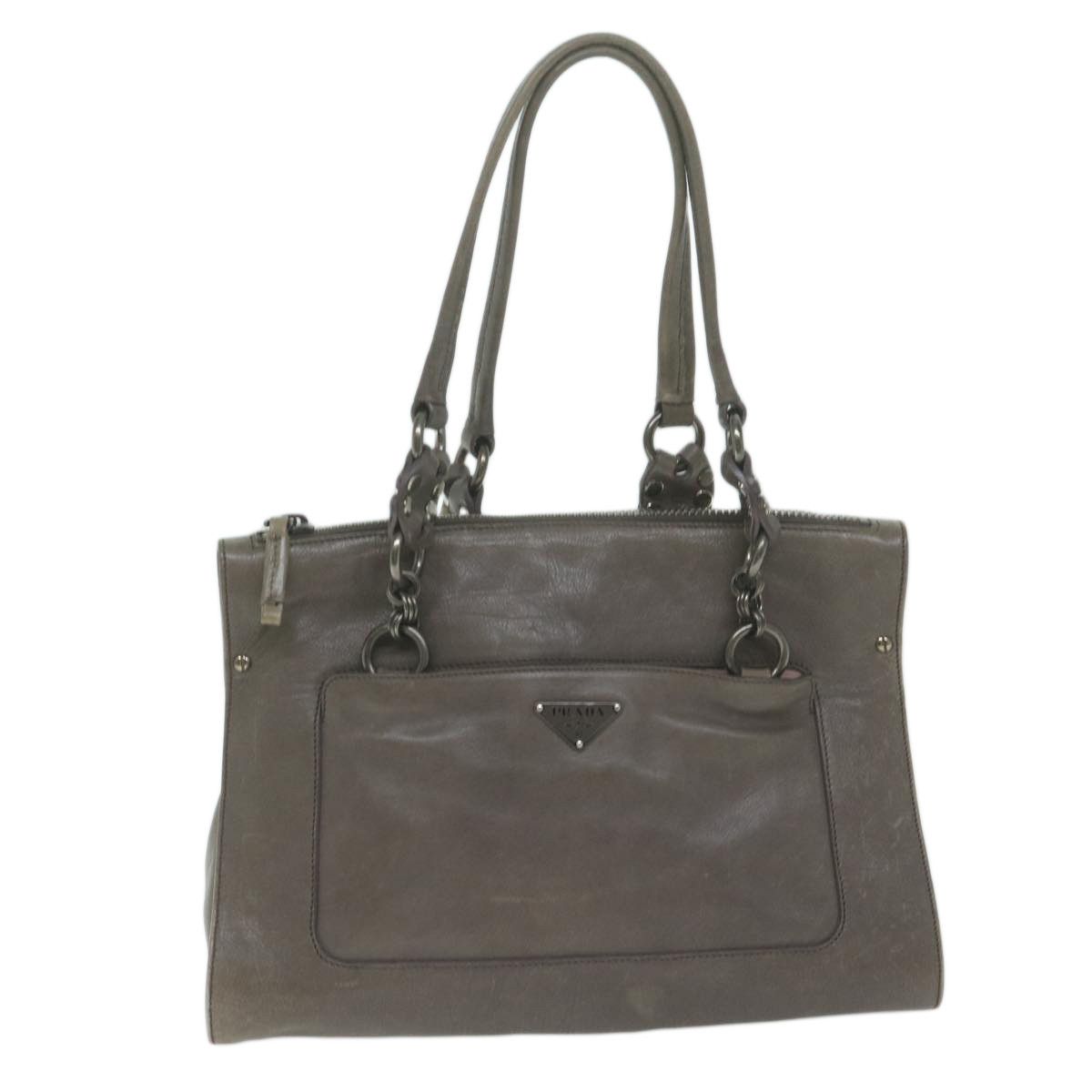 Prada Grey Leather Shoulder Bag (Pre-Owned) Size ONE SIZE - 1 Thumbnail
