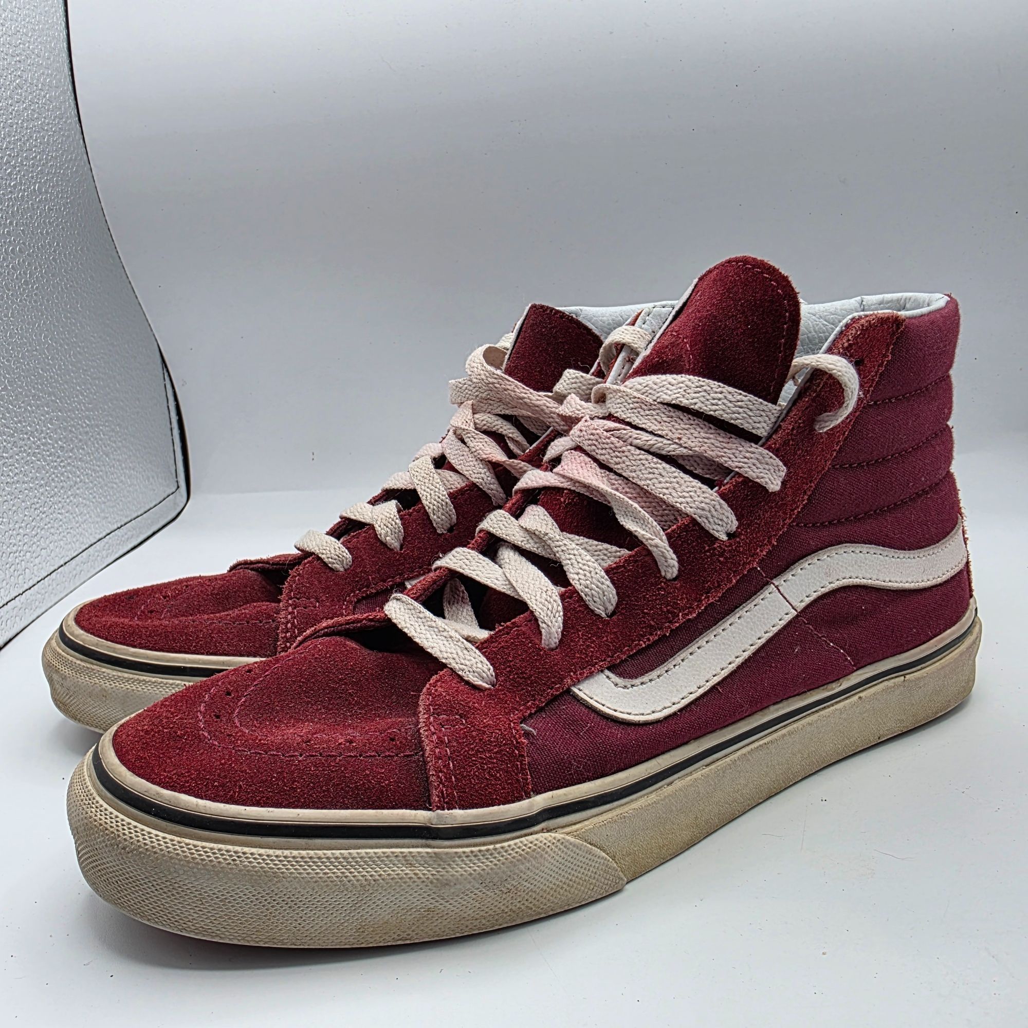 Vans Vans Sk8 Hi Womens Size 9.5 Maroon White HighTop Sneaker Sho Size US 9.5 / IT 39.5 - 4 Thumbnail
