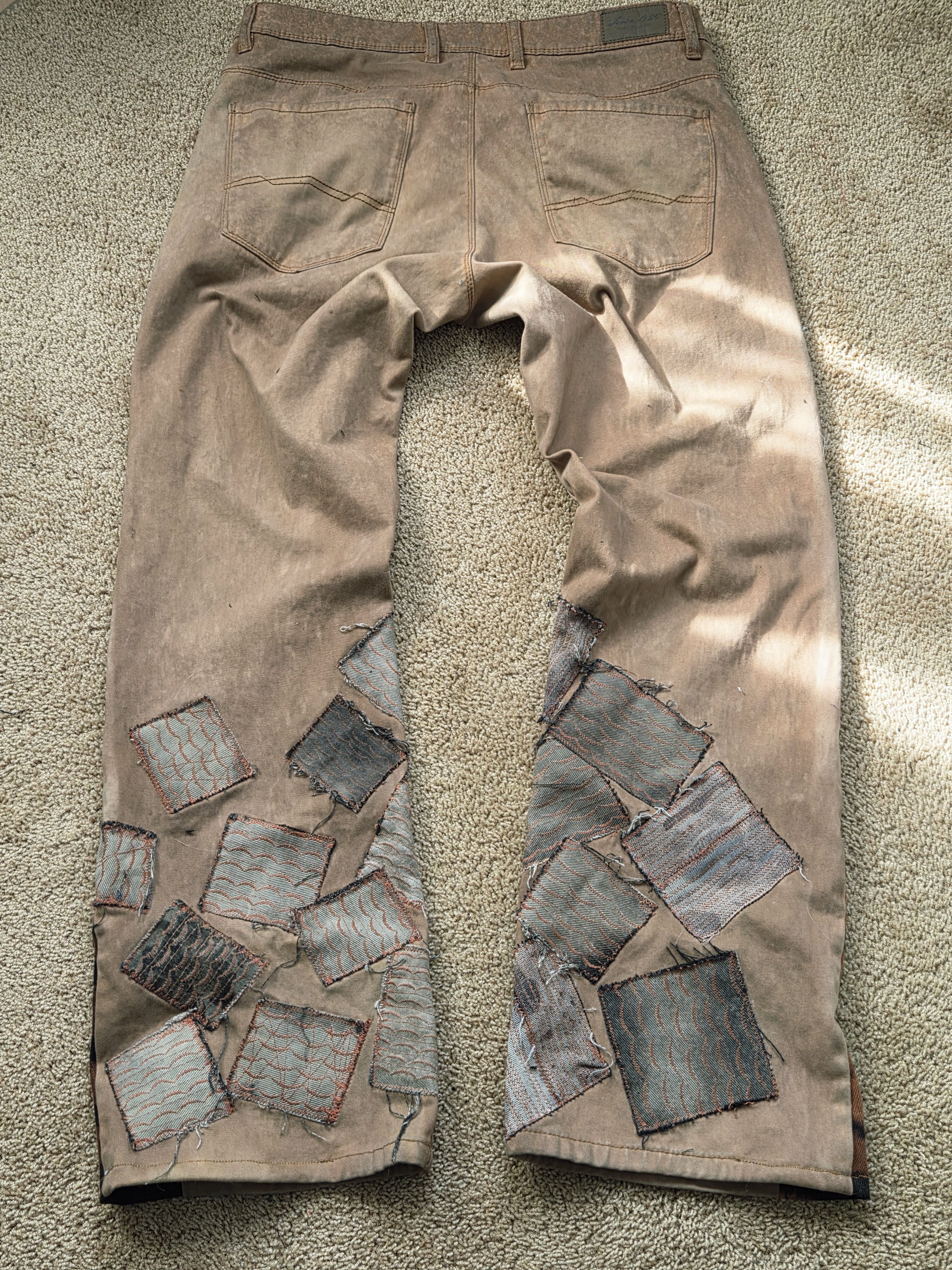 Japanese Brand Custom Hand-Reworked Patchwork Flare Pants Size US 32 / EU 48 - 4 Thumbnail