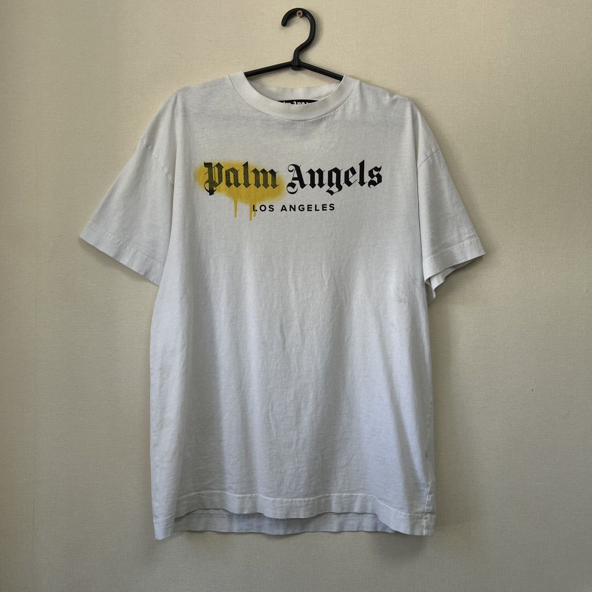 Palm Angels Palm Angels Bel Air Sprayed Logo Print T-Shirt White Pink Size US M / EU 48-50 / 2 - 1 Thumbnail