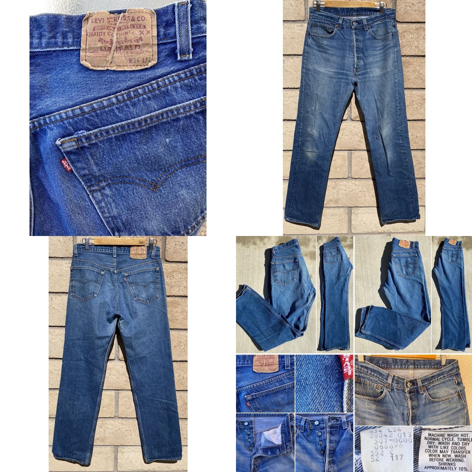 Levi's VINTAGE Levi’s 501 Jeans Button Fly Worn Fade Size 34 34 Measure W 32.5 in L L 31 Men Straight Regular Blue Denim 1980s USA Size US 34 / EU 50 - 9 Thumbnail