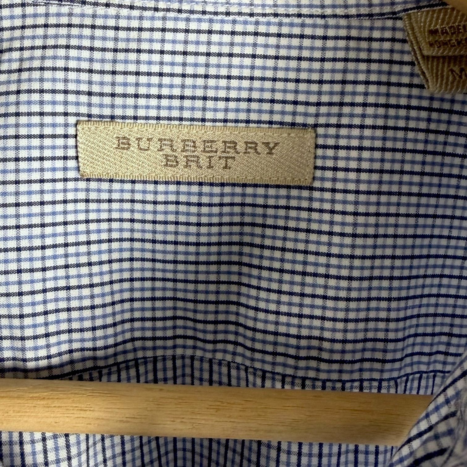 Burberry Burberry Brit Blue/White Check Logo Button Down Shirt M Size US M / EU 48-50 / 2 - 4 Thumbnail