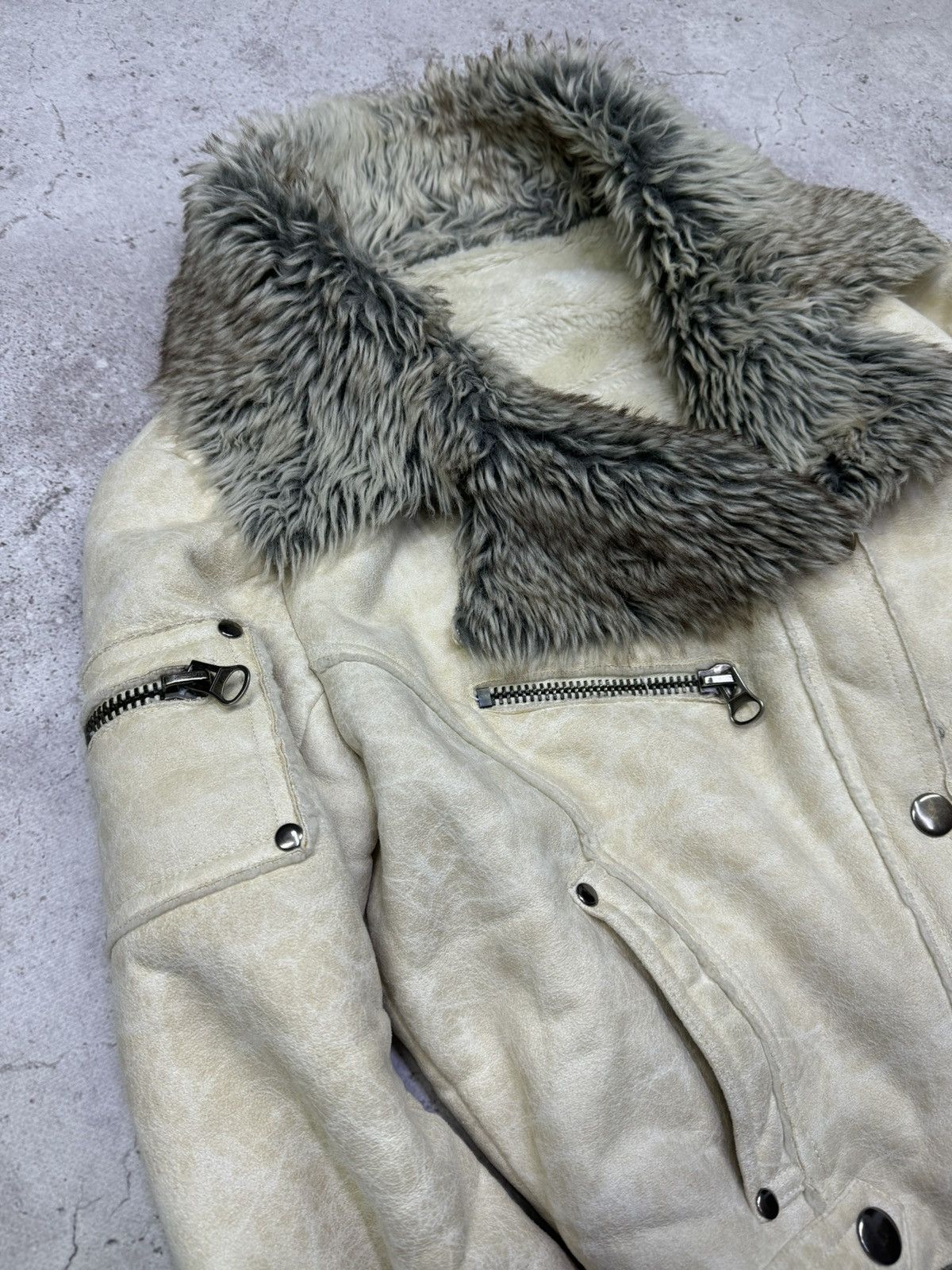 Japanese Brand Vintage 00s Marble Fur/Suede Cropped Rick OwensStyle Jacket Size US S / EU 44-46 / 1 - 8 Thumbnail