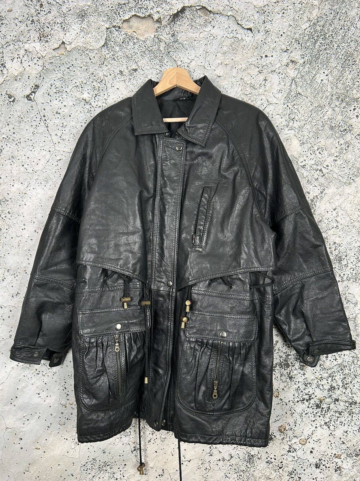 Other Vintage Archival Genuine Leather Jacket Black Grunge Rare Size US L / EU 52-54 / 3 - 1 Thumbnail