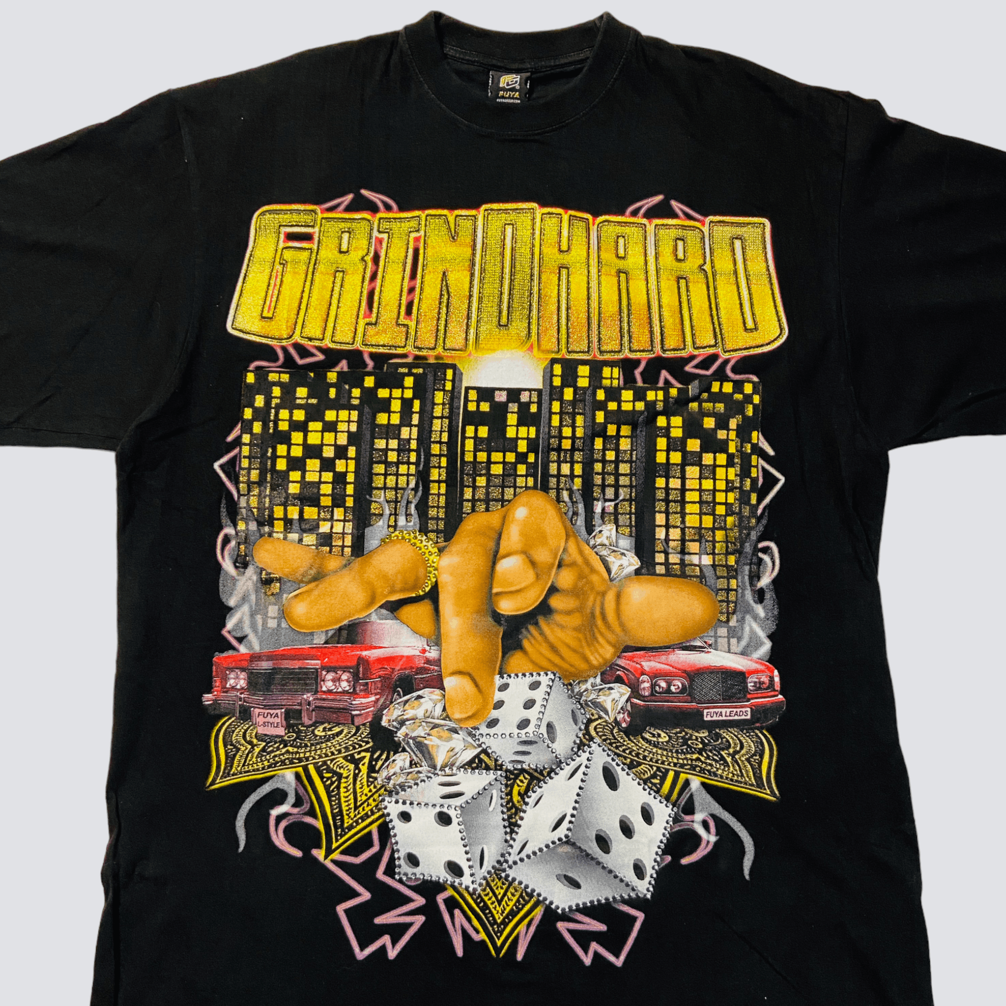 Vintage 1990s FUYA DICE GRINDHARD OVERSIZED BAGGY VINTAGE TEE - № 0 Size US XXL / EU 58 / 5 - 6 Thumbnail