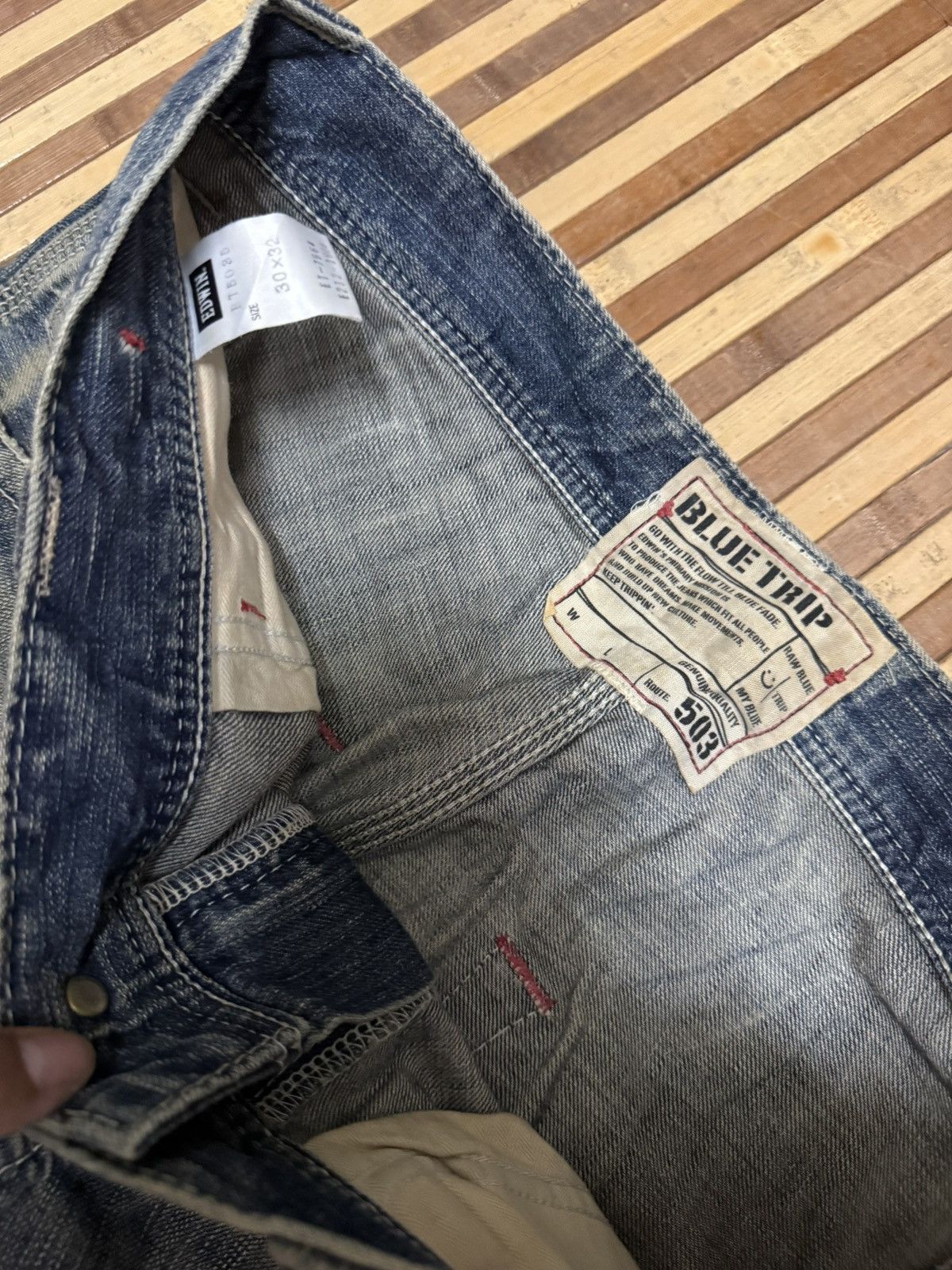 Japanese Brand 🔥VINTAGE EDWIN BLUE TRIP Denim Pants / Streetwear / W31x32.5 Size US 31 - 7 Thumbnail