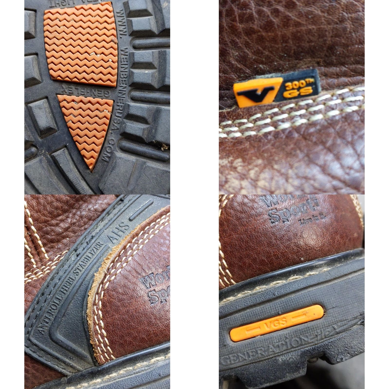 Vintage Work n' Sport Work Boots Mens 9W / Womens 11W Brown Leather Composite Toe Safety Boots Women's Mens 9 11 Brown Leather Non-Metallic EH ASTM F2413-11 Size US 9 / IT 39 - 9 Thumbnail