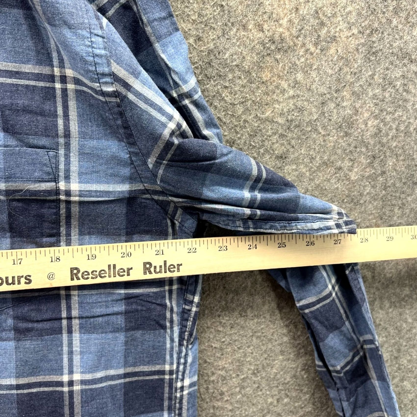 J.Crew VINTAGE J.CREW Shirt Mens Large Blue Plaid Button-Down Preppy Cotton Size 42R - 7 Thumbnail