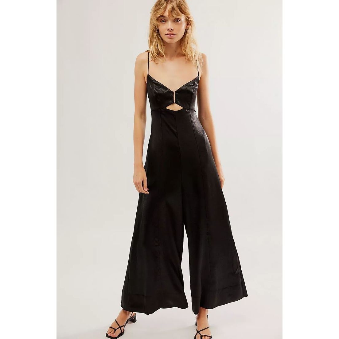 Free People New Abbie Jumpsuit SATIN $250 SIZE 2 Black Special Occasion Size 26" / US 2 / IT 38 - 4 Thumbnail